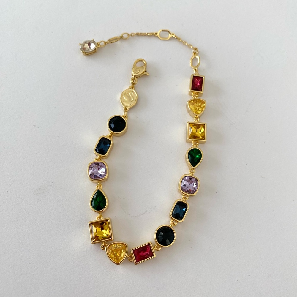 New in Box $320 Swarovski Imber Multicolor Crystals Gold Tone Bracelet - Picture 3 of 9